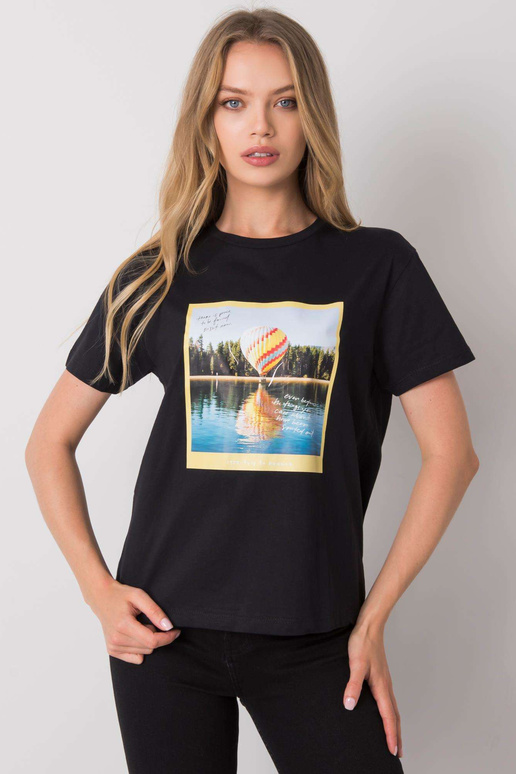 Must T-särk trükiga Solly Must T-särk trükiga Solly