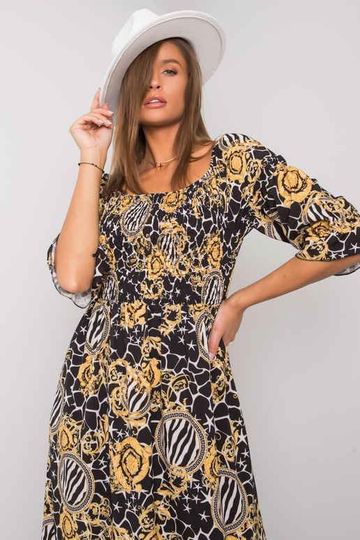 Must-kollase mustriga kleit Bevelynilt Must-kollase mustriga kleit Bevelynilt