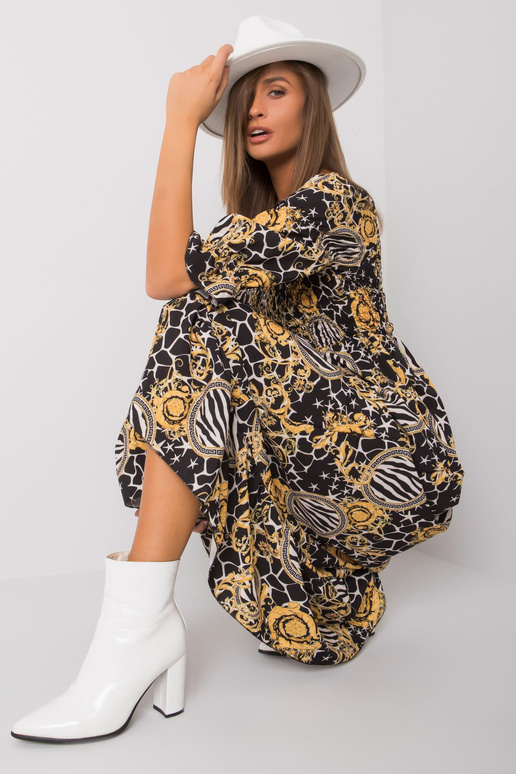 Must-kollase mustriga kleit Bevelynilt Must-kollase mustriga kleit Bevelynilt