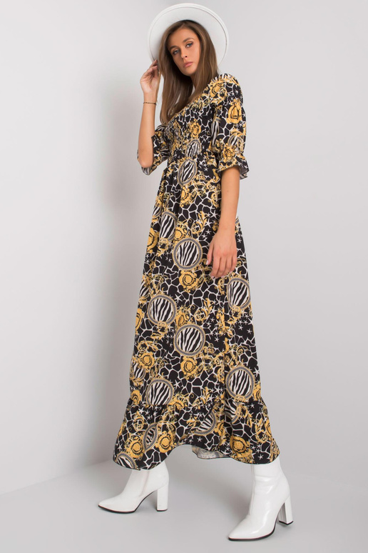 Must-kollase mustriga kleit Bevelynilt Must-kollase mustriga kleit Bevelynilt