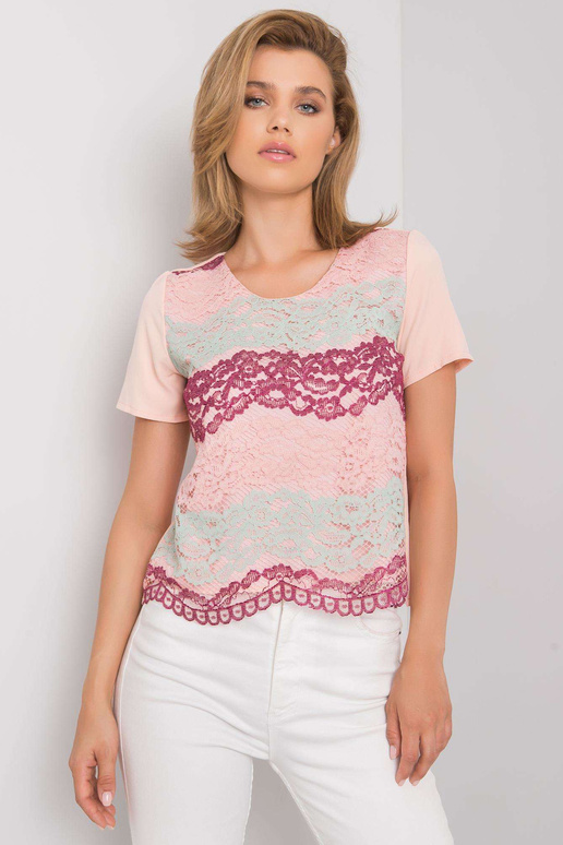 Virsiku ja bordoopunane pluus pitsiga...