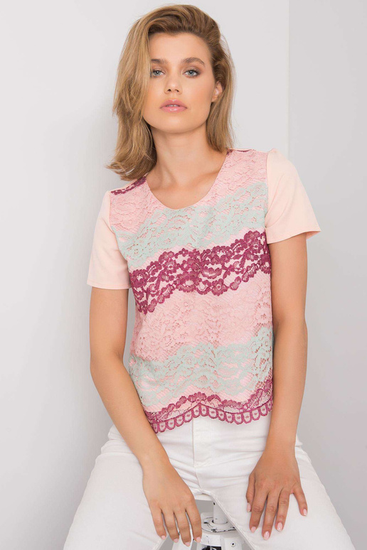 Virsiku ja bordoopunane pluus pitsiga...