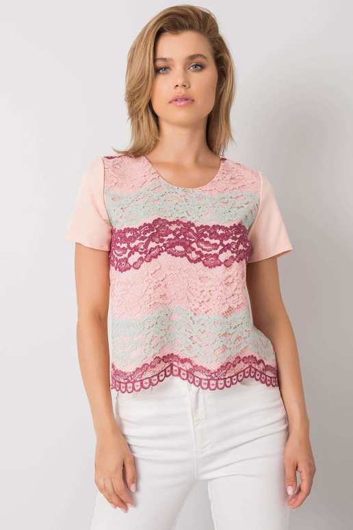 Virsiku ja bordoopunane pluus pitsiga...