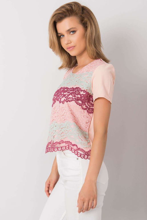 Virsiku ja bordoopunane pluus pitsiga...