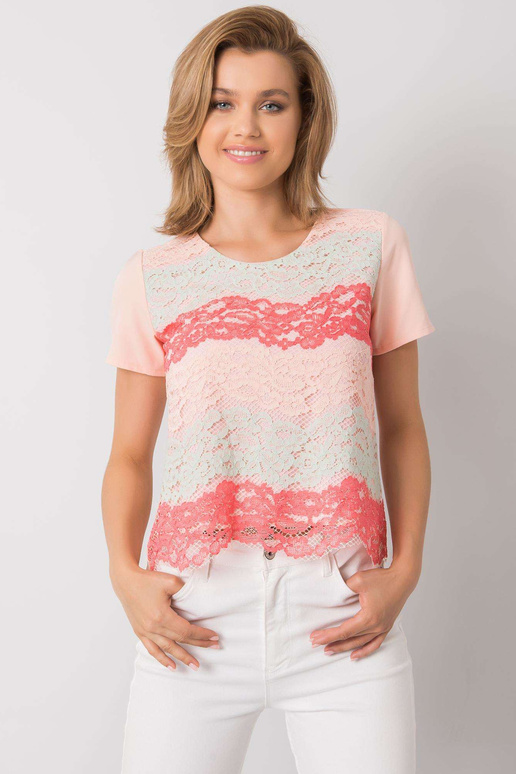 Virsiku ja koralliga pluus Zahra pitsiga