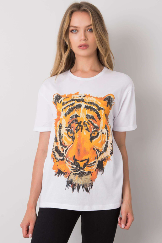 Valge tiigritrükiga T-särk Valge tiigritrükiga T-särk