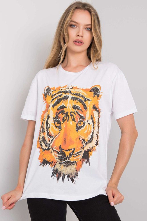 Valge tiigritrükiga T-särk Valge tiigritrükiga T-särk