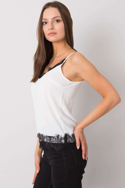 Valge ja must naiste topp Leyla pitsiga