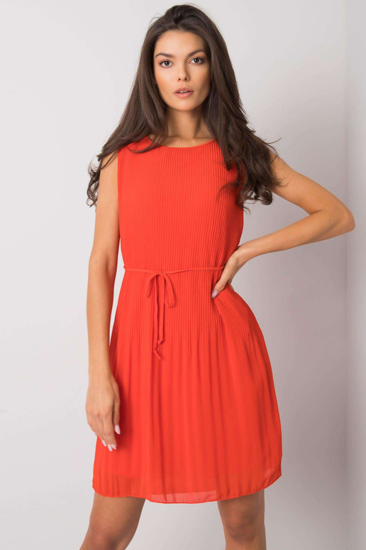 Punane Rayna plisseeritud kleit