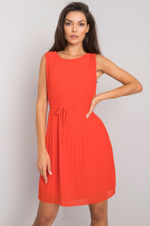 Punane Rayna plisseeritud kleit