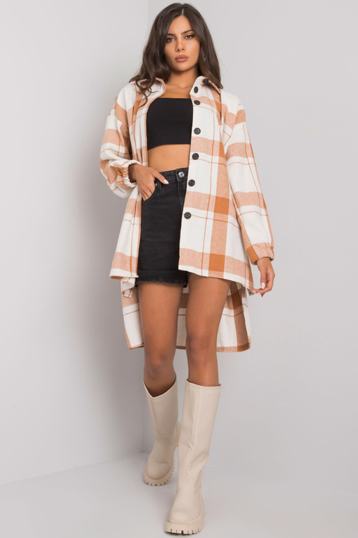 Camelowo-ecru pikk ruuduline särk Amerie