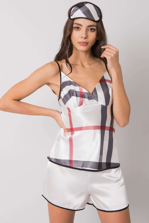 Valge ruuduline magamiskomplekt