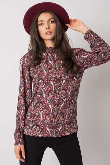 Tumepruun printidega pluus...