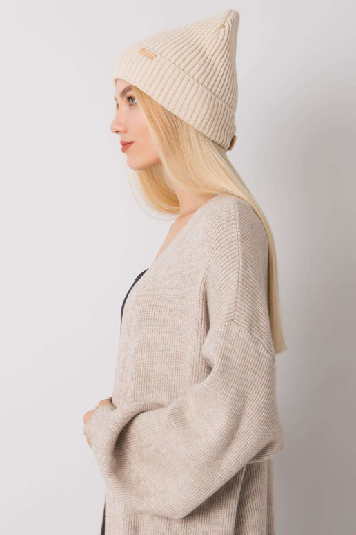 Naiste beež kootud müts RUE PARIS