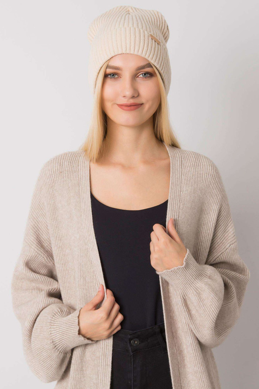 Naiste beež kootud müts RUE PARIS