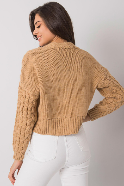 Nööpidega kaameli kampsun palmikutega...