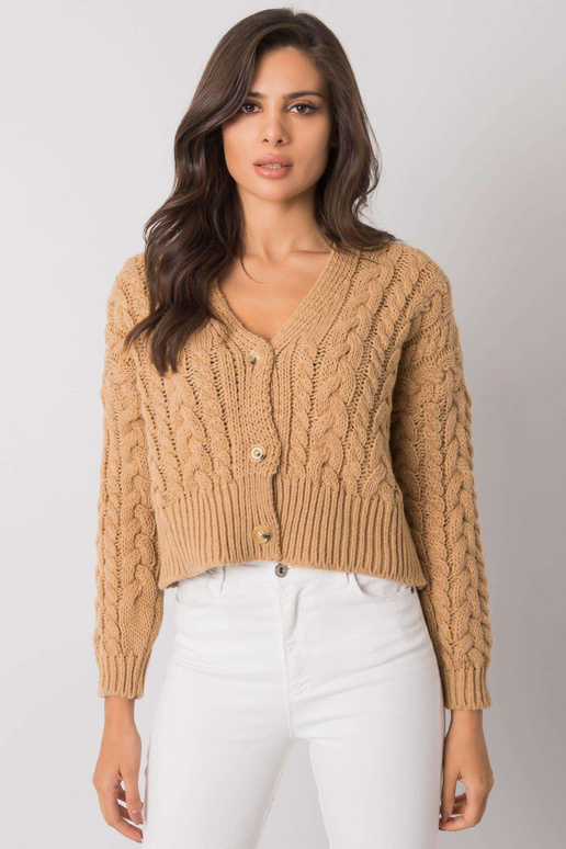 Nööpidega kaameli kampsun palmikutega...