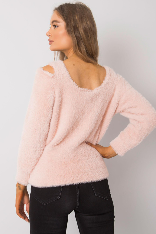 Määrdunud roosa väljalõikega kampsun...