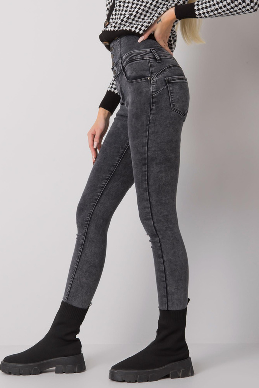 Hallid teksapüksid kõrge vöökohaga