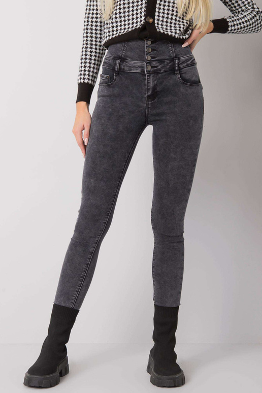 Hallid teksapüksid kõrge vöökohaga