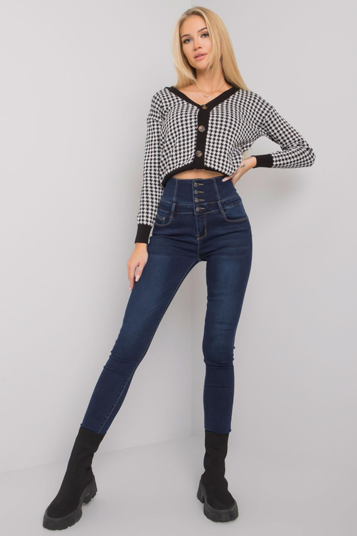 Tumesinised teksapüksid kõrge vöökohaga