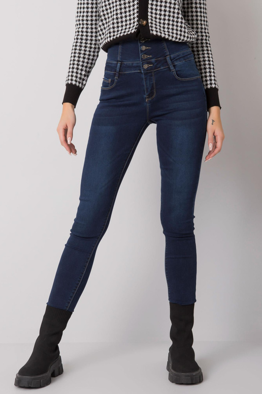 Tumesinised teksapüksid kõrge vöökohaga