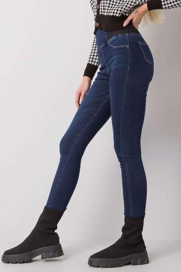 Kevadised tumesinised kõrge vöökohaga jeggings 2