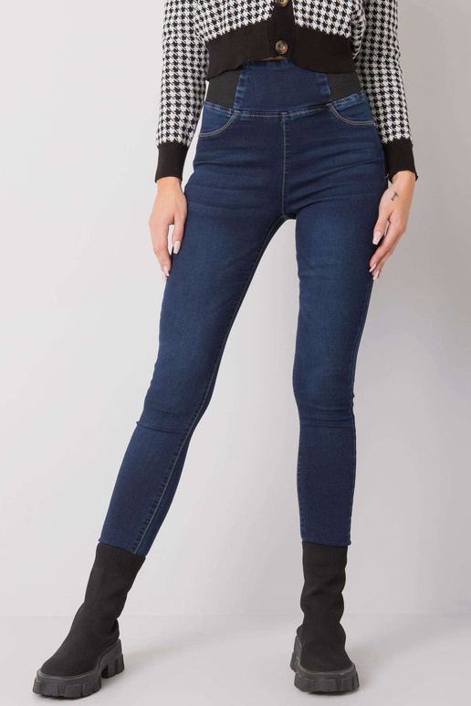 Kevadised tumesinised kõrge vöökohaga jeggings