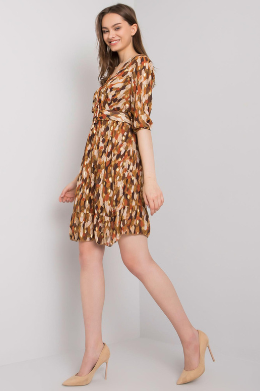 Pruuni mustriga kleit Sassari vööga