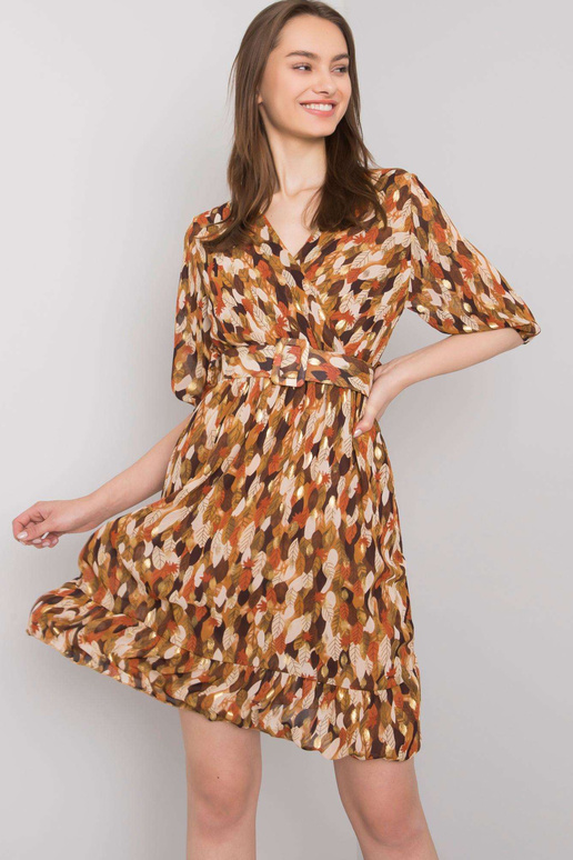 Pruuni mustriga kleit Sassari vööga