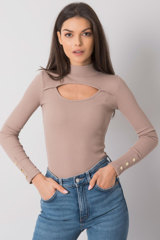 Tumebeež väljalõikega Attale pluus