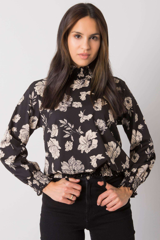 Must ja beež lilledega pluus firmalt...