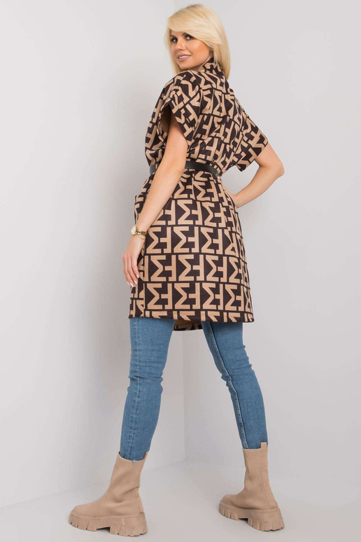 Beeži ja musta mustriga mantel vöö...