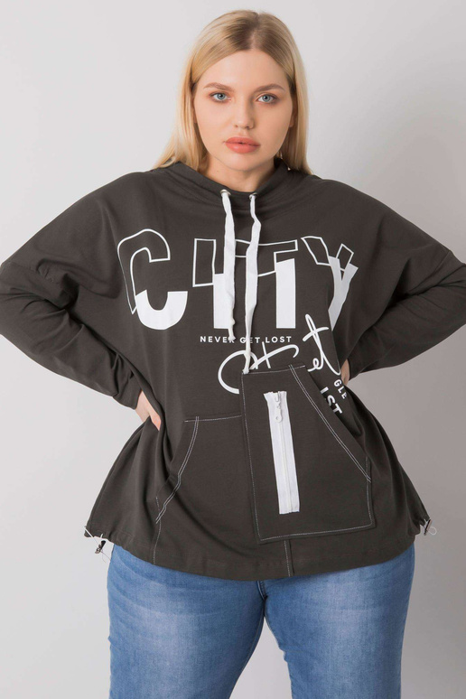 Tume khakivärvi kapuuts, pluss suurus...