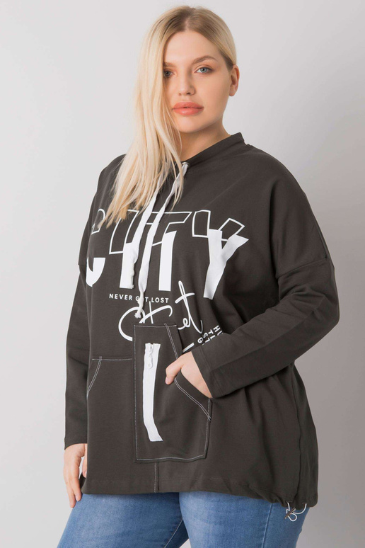 Tume khakivärvi kapuuts, pluss suurus...