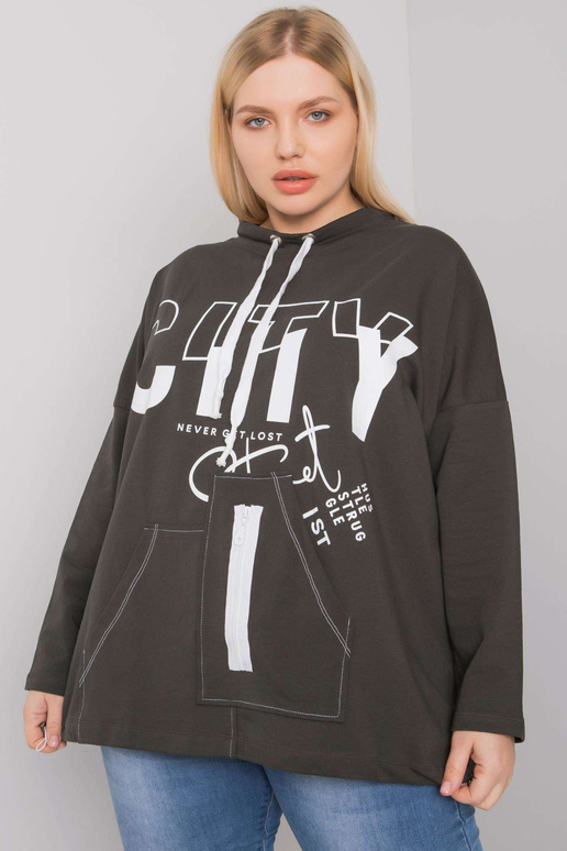 Tume khakivärvi kapuuts, pluss suurus...