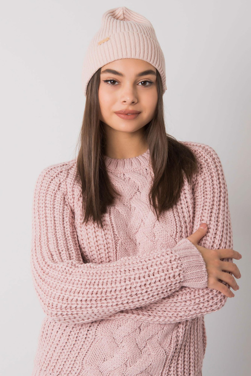 Naiste määrdunudroosa kootud müts RUE...