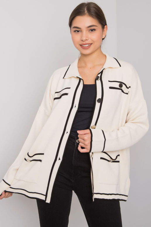 Kreemjas kardigan Sheltoni taskutega