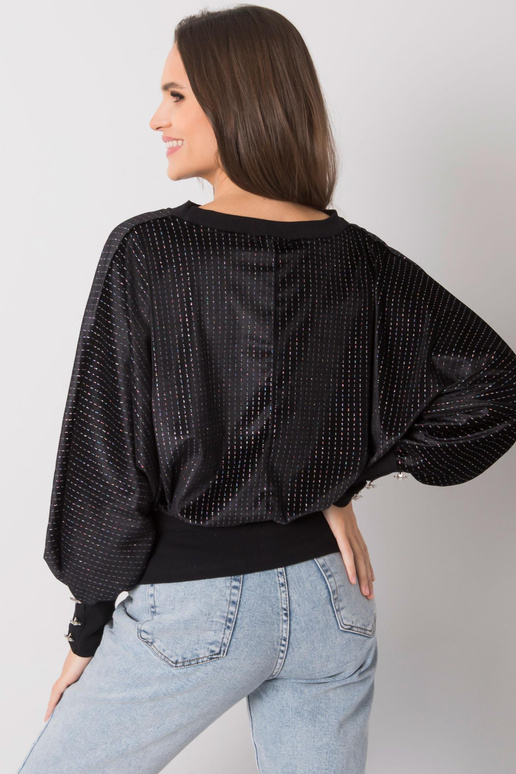 Must dekoratiivsete nööpidega pluus...