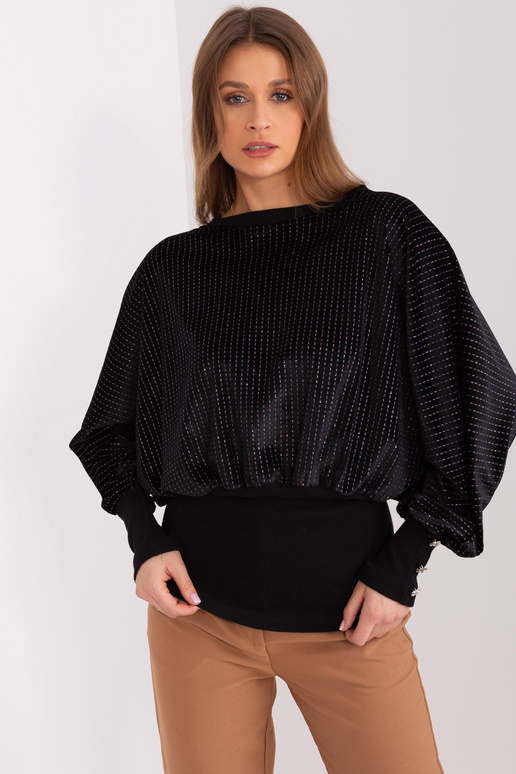 Must dekoratiivsete nööpidega pluus...