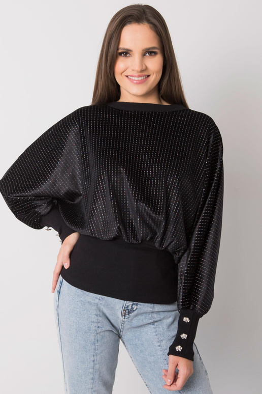 Must dekoratiivsete nööpidega pluus...