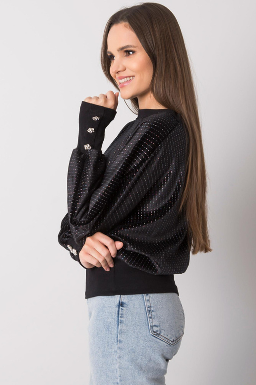 Must dekoratiivsete nööpidega pluus...