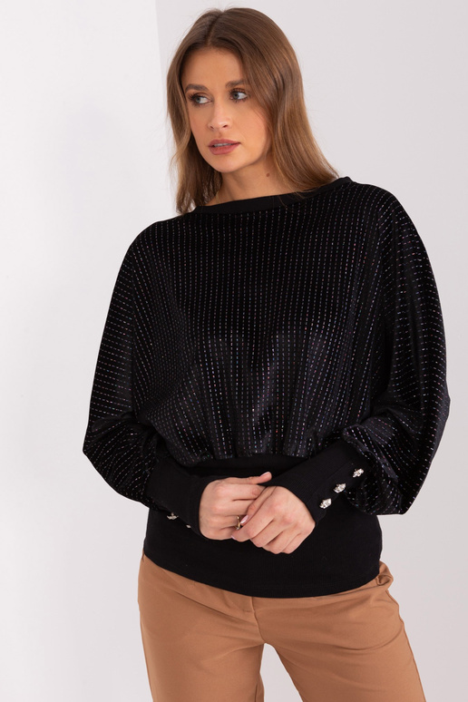 Must dekoratiivsete nööpidega pluus...