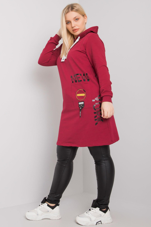 Burgundia pluss suurus kapuutsiga...