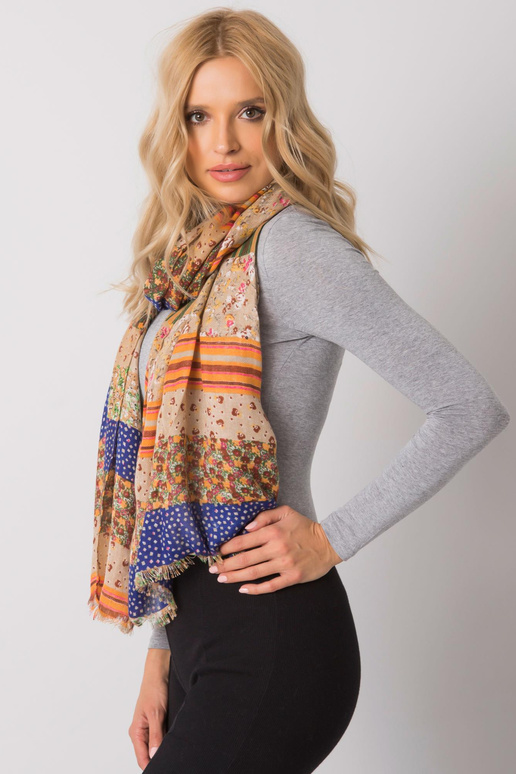 Tumebeež sinine värviliste mustritega...