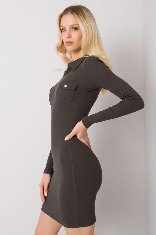 Tume khaki triibuline kleit Mila RUE...