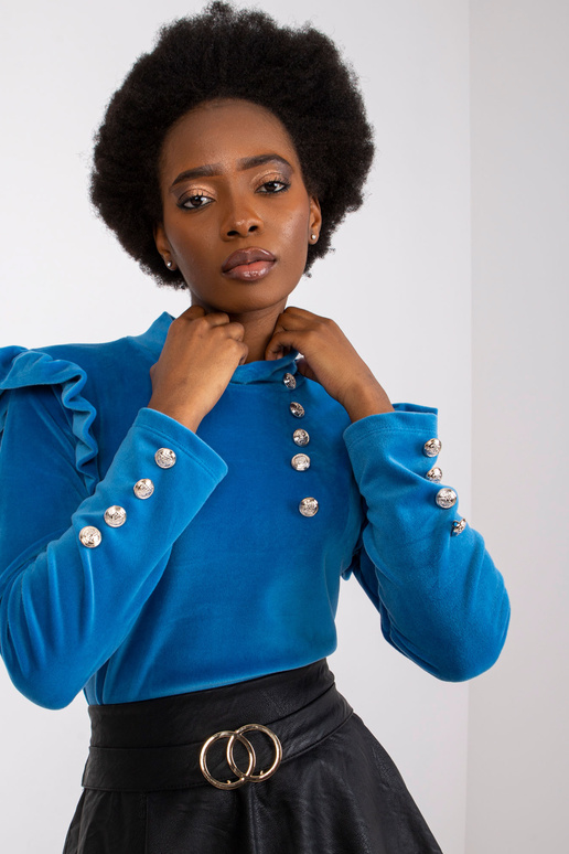 Tumesinine veluurpluus Capri nööpidega