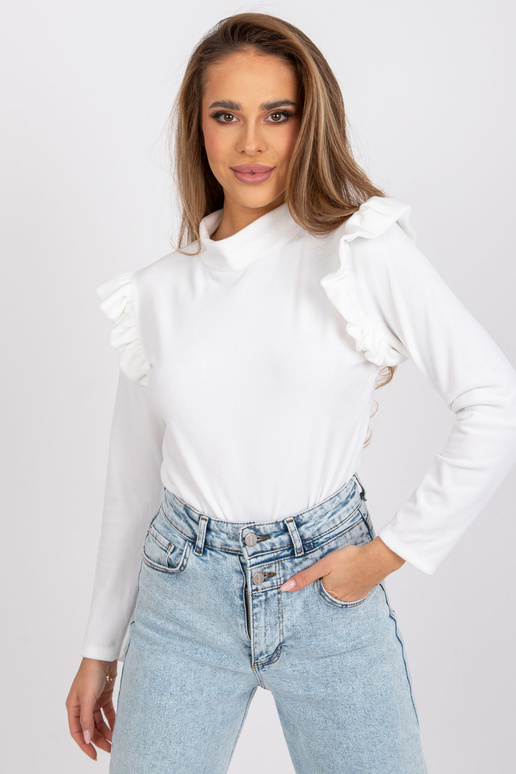 Eugenie valge veluurpluus volangidega