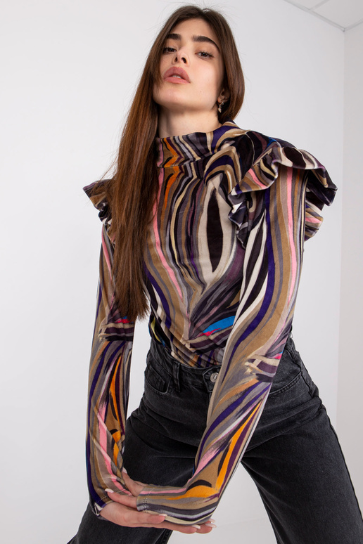 Must veluurist pikkade varrukatega pluus