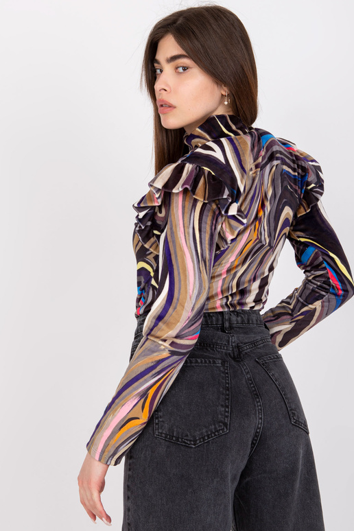 Must veluurist pikkade varrukatega pluus